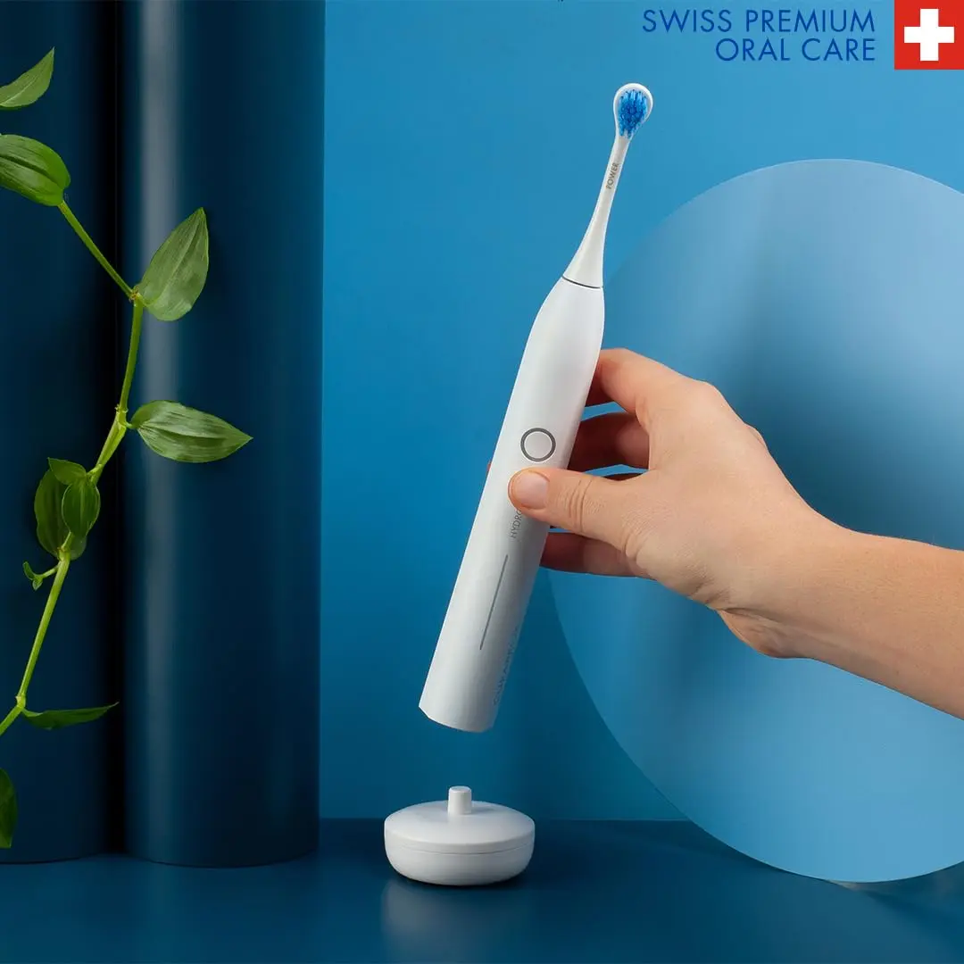 Two Curaprox Hydrosonic Power replacement brush heads designed for Curaprox electric toothbrushes offering gentle yet effective cleaning with ultra-soft CUREN filaments.