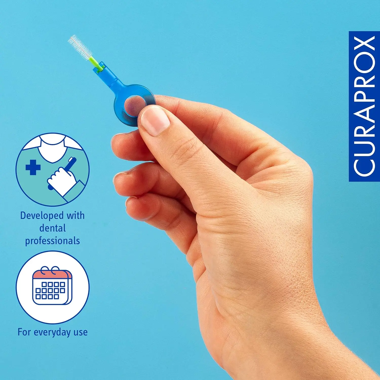 This Curaprox interdental brush kit features five mixed-size brushes and two holders for gentle and effective plaque removal, promoting healthy gums.