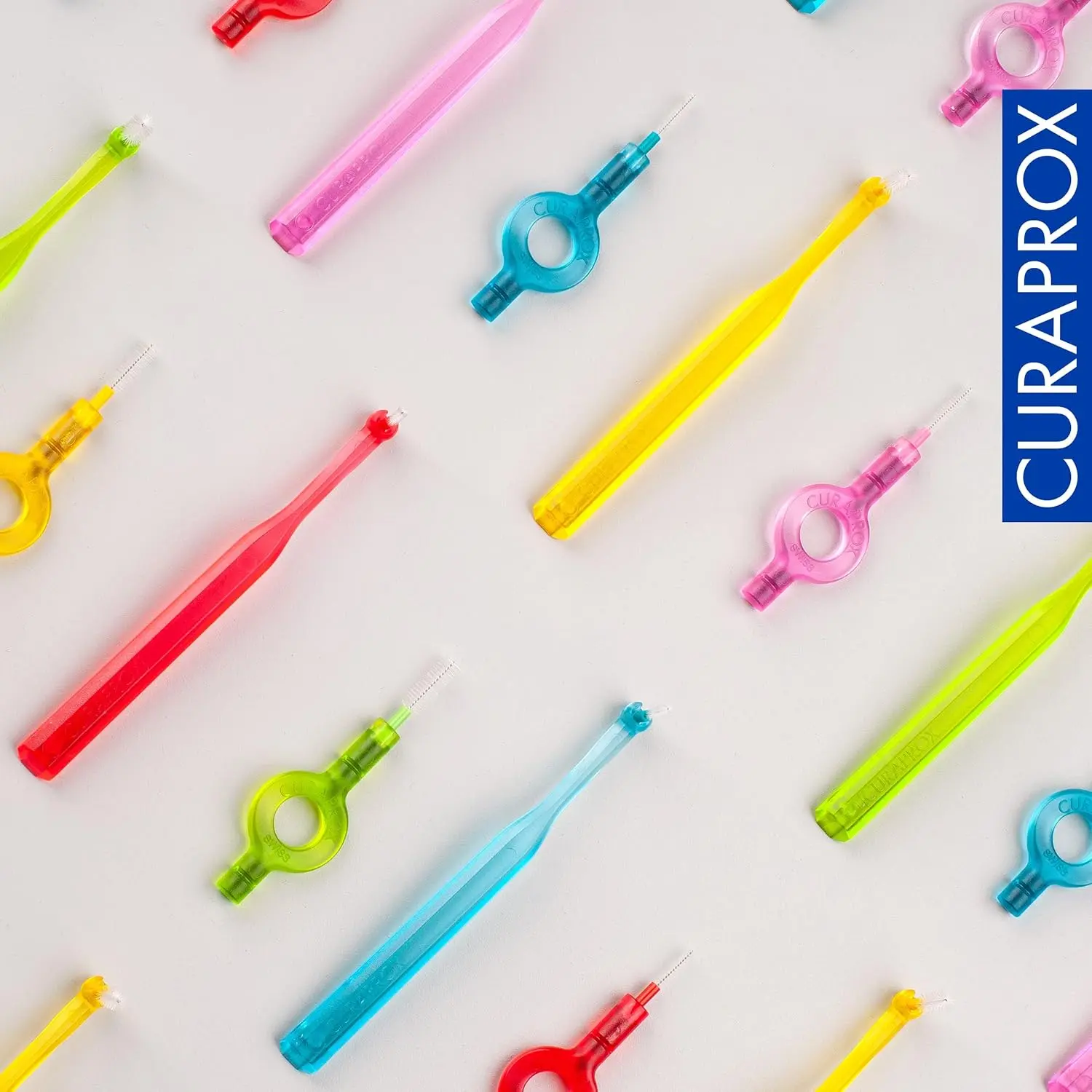 This Curaprox interdental brush kit features five mixed-size brushes and two holders for gentle and effective plaque removal, promoting healthy gums.