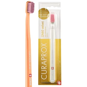 This ultra-soft Curaprox toothbrush features 12,460 CUREN filaments for gentle yet effective cleaning, ideal for sensitive teeth and gums.