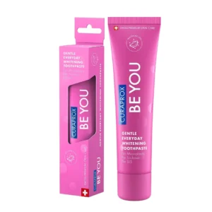 Curaprox Be You Watermelon Toothpaste 60ml provides gentle whitening and effective oral care for sensitive teeth, with a fluoride, SLS-free, and microplastic-free formula.