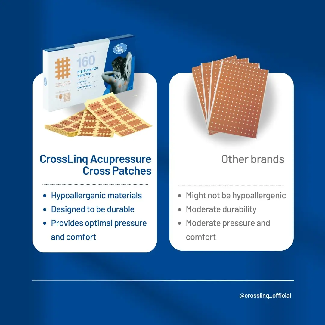 Beige CureTape CrossLinq acupressure patches provide targeted relief for body pain and discomfort, promoting natural scar healing.