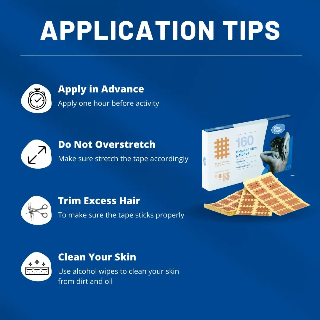 Beige CureTape CrossLinq acupressure patches provide targeted relief for body pain and discomfort, promoting natural scar healing.