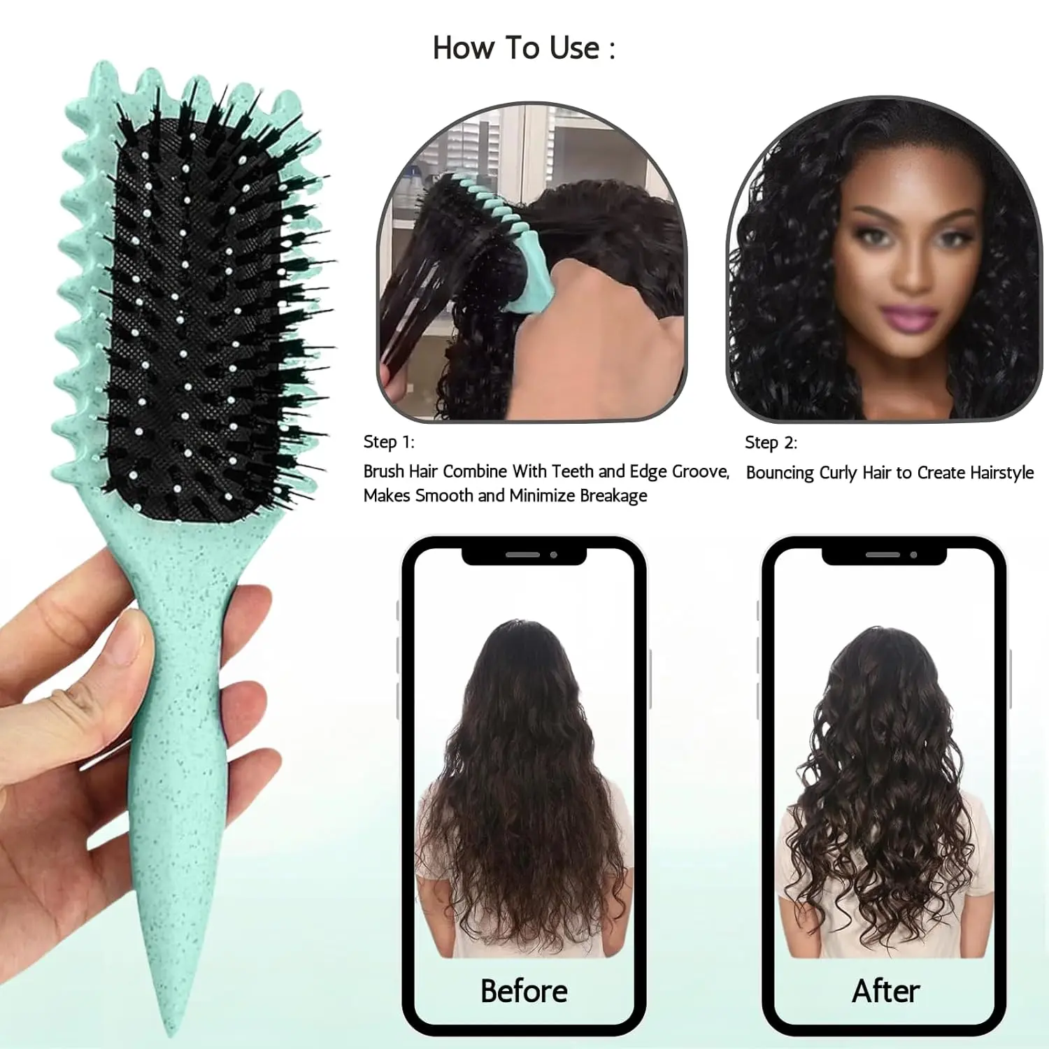 This curl defining brush detangles, shapes, and styles curly hair of all types while gently massaging the scalp to promote healthy hair growth.