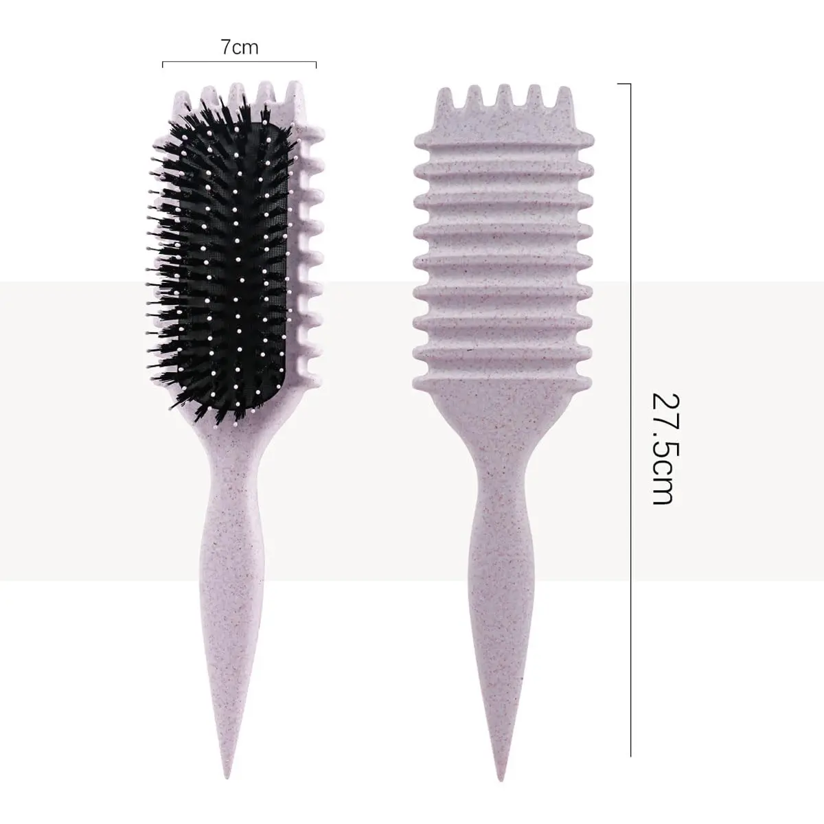 This pink curl defining brush is designed with an ergonomic handle and open vent for effortless styling, detangling, and shaping of all curl types.