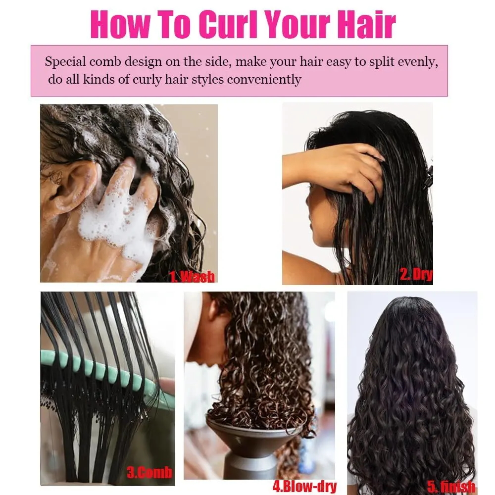 This pink curl defining brush is designed with an ergonomic handle and special bristles to easily detangle, shape, and style curly hair, restoring natural shine and reducing frizz.