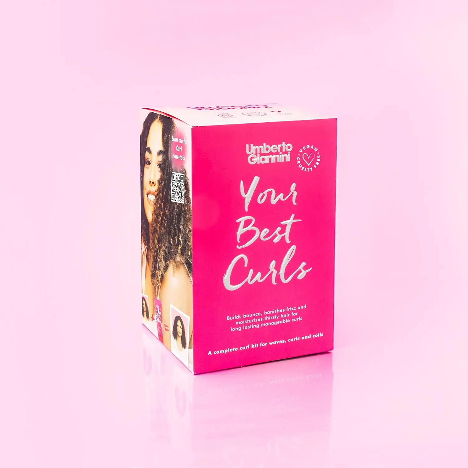 Umberto Giannini Your Best Curls Wash and Styling Curl Jelly Gift Set includes vegan and cruelty-free shampoo, conditioner, scrunching jelly and refresh spray for enhancing waves, curls, and coils by banishing frizz and adding shine.