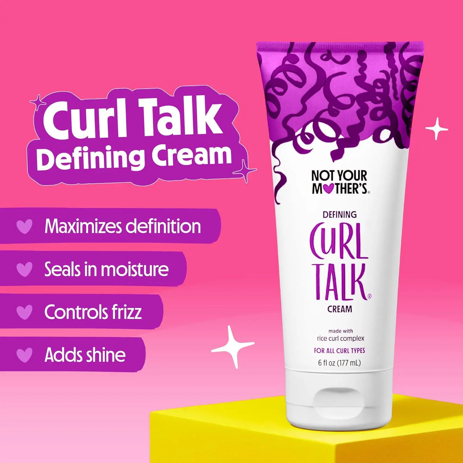 Not Your Mother's Curl Talk 3-pack includes frizz control sculpting gel, defining cream, and refreshing curl foam formulated with rice curl complex for all curl types.