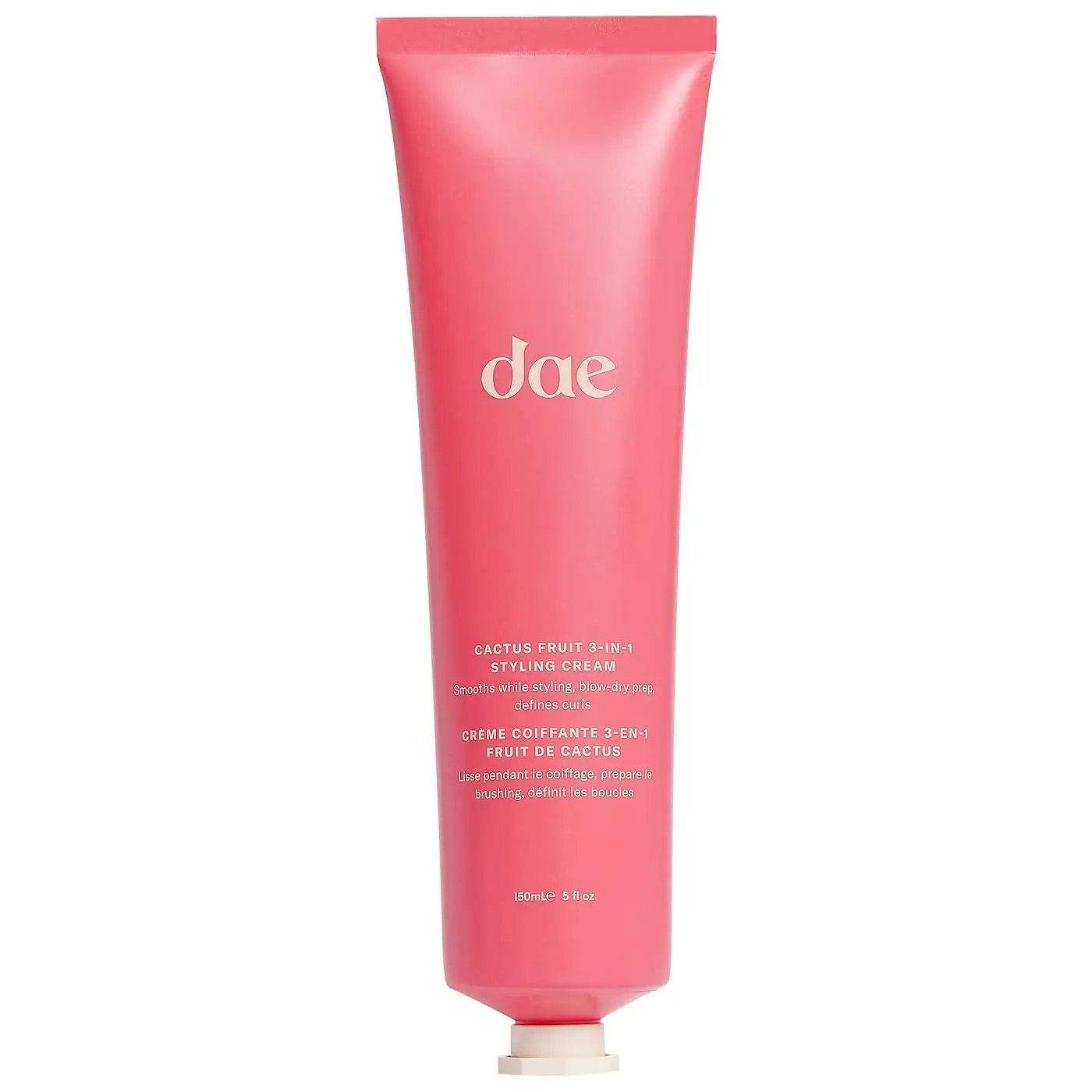 DAE Cactus Fruit 3-in-1 Styling Cream infused with dragon fruit and prickly pear seed oil to smooth styles, prep blowouts, and define natural curls, leaving hair shiny, moisturized, and frizz-free.