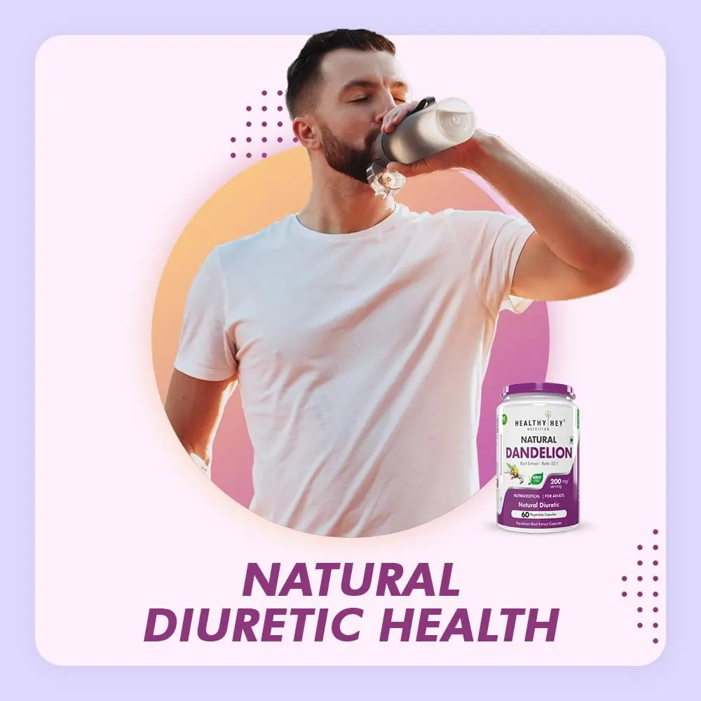 HealthyHey Dandelion Root Extract capsules support digestion and act as a natural diuretic, made with a 10:1 ratio extract for premium herbal wellness.
