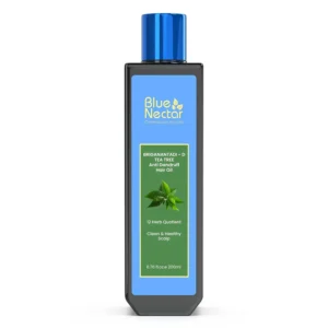 Blue Nectar anti-dandruff hair oil with tea tree and neem helps relieve itchy, dry scalp and reduces dandruff for men and women.