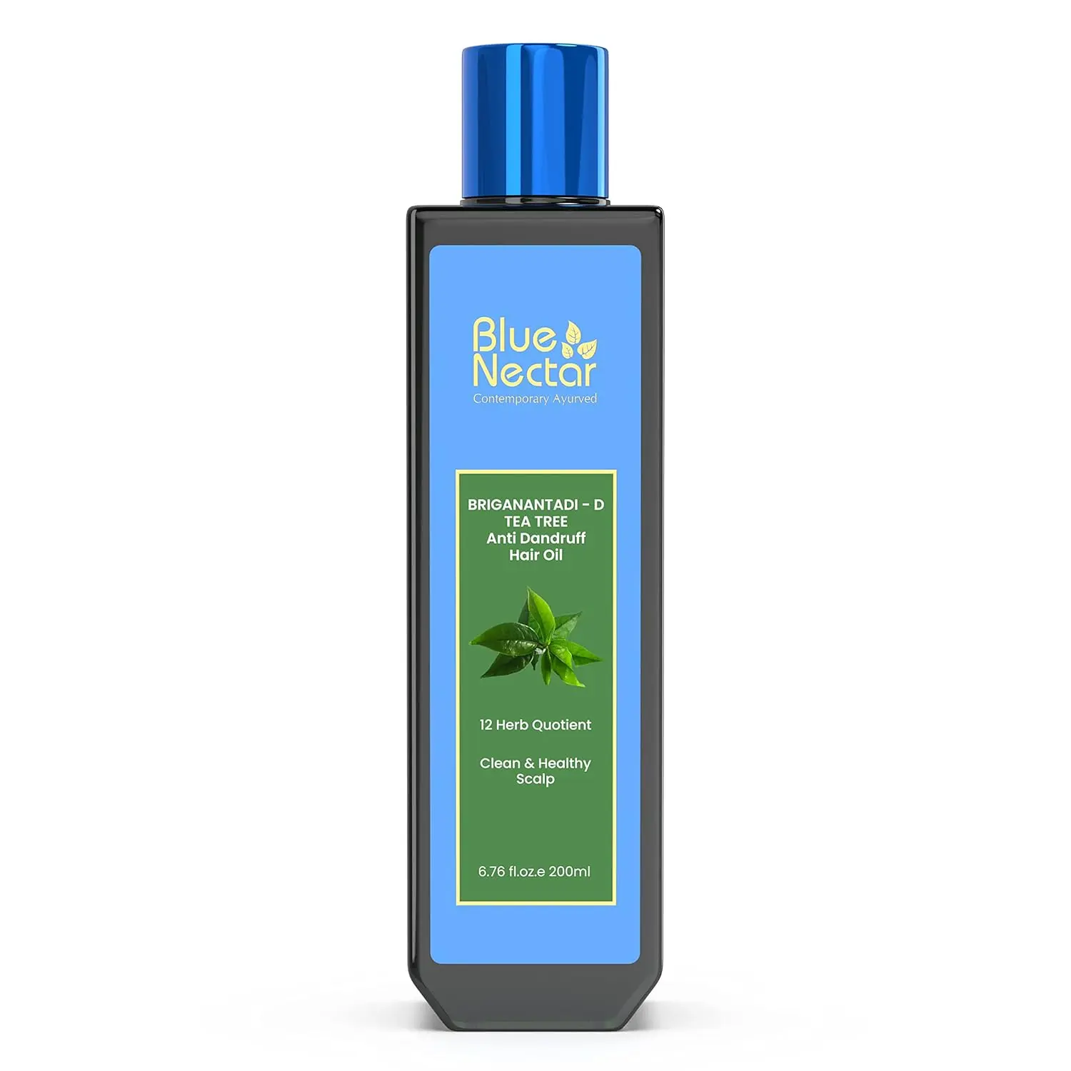 Blue Nectar anti-dandruff hair oil with tea tree and neem helps relieve itchy, dry scalp and reduces dandruff for men and women.