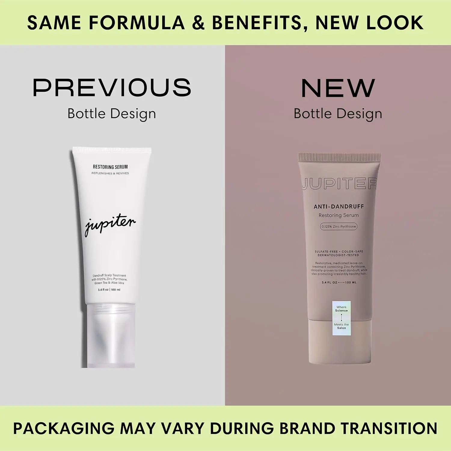 Jupiter anti-dandruff scalp serum with zinc pyrithione, salicylic acid, aloe vera, and green tea relieves itching, flaking, and irritation for oily and dry scalps.