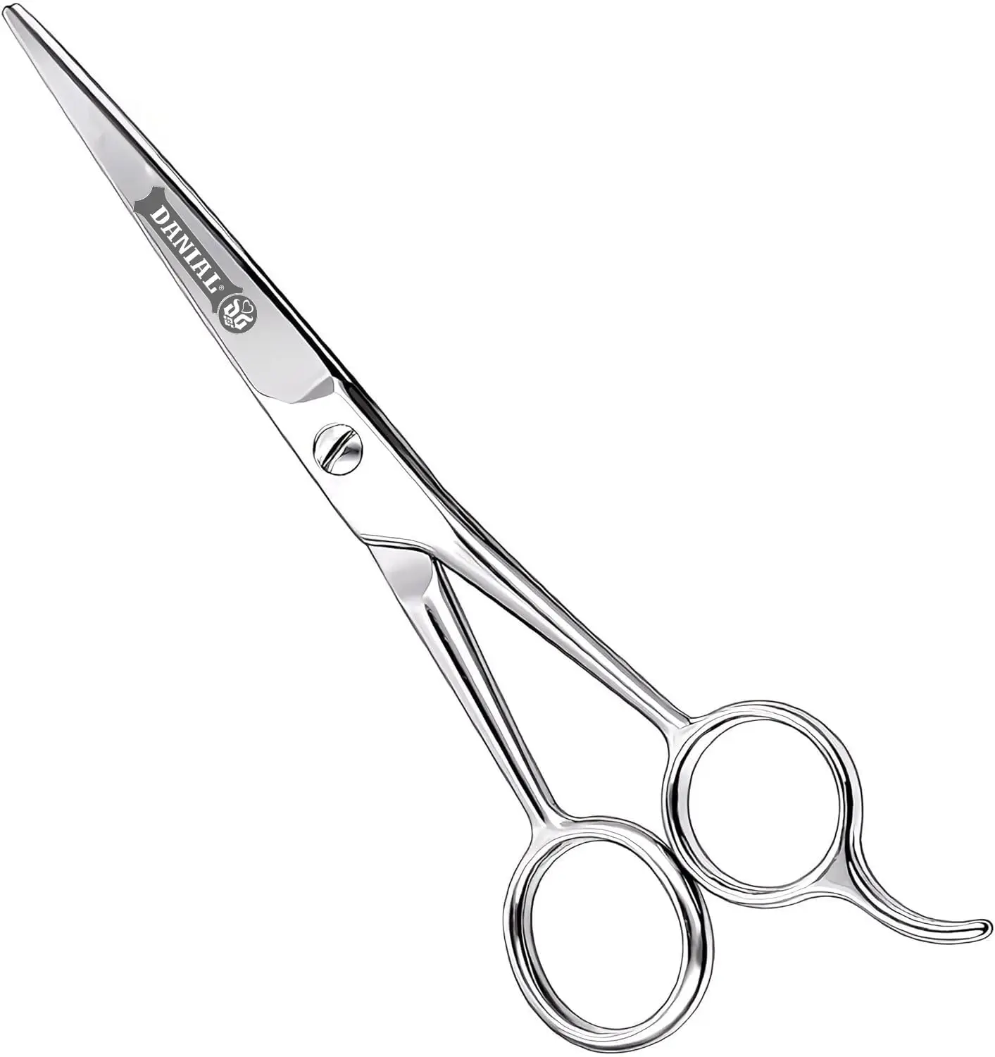 This image showcases DANIAL professional hair cutting scissors made of stainless steel, ideal for salon, barber, and home use for men and women.