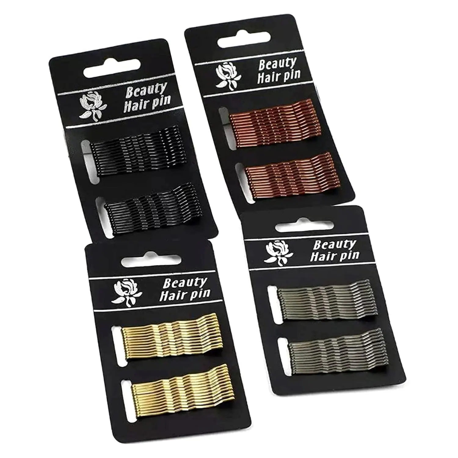 A set of dark grey hair pins provides a secure, non-slip grip for creating elegant updos and various hairstyles on both thick and thin hair.