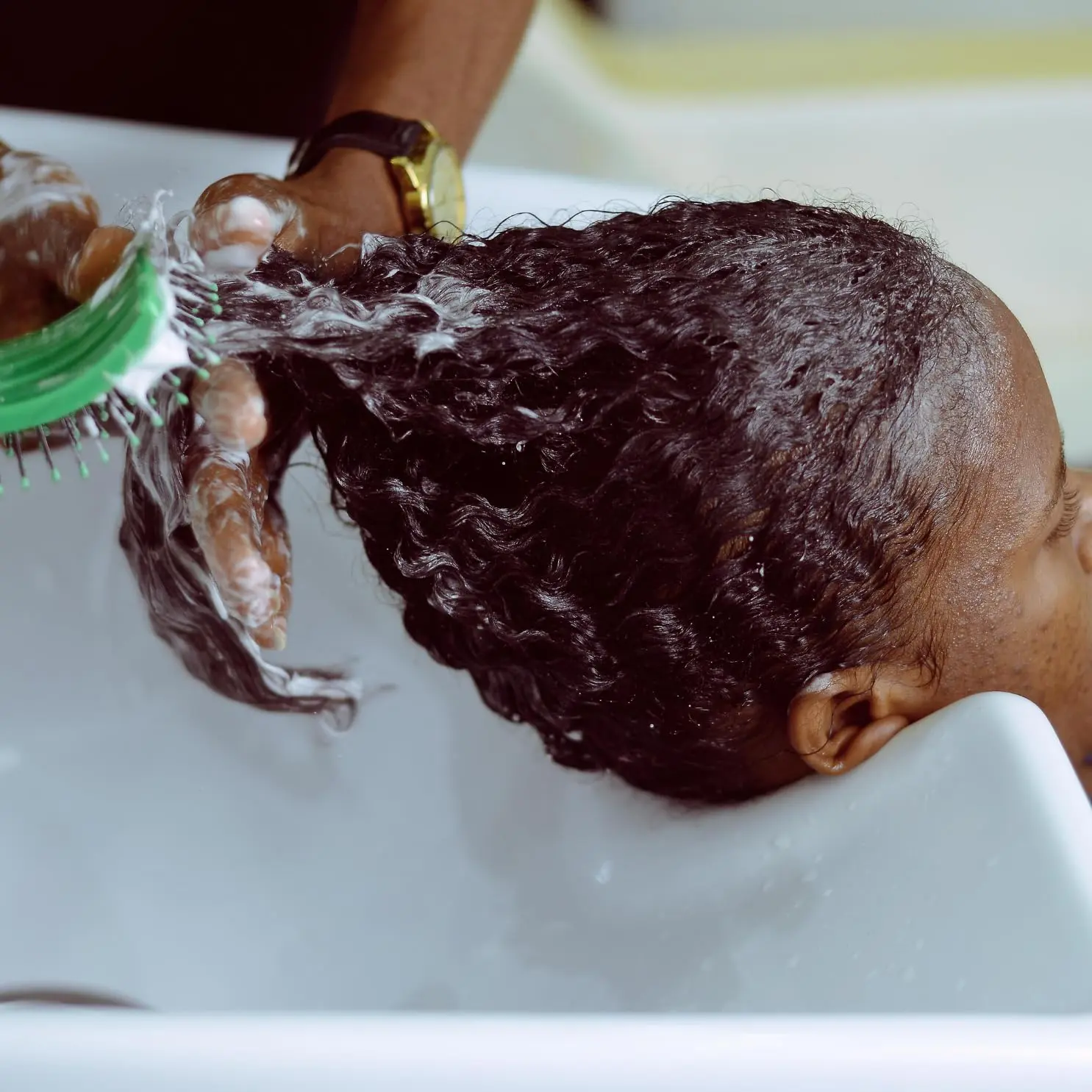 A box of Dark and Lovely Moisture Plus No-Lye Relaxer for all hair types is displayed.