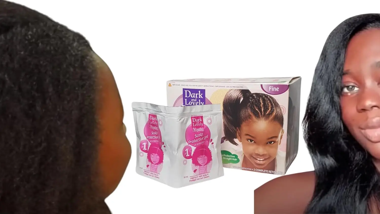 Dark and Lovely Beautiful Beginnings relaxer for fine, straight hair with coconut and aloe for scalp care.