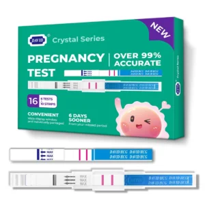 DAVID early detection pregnancy test kit with 6 midstream tests and 10 test strips, providing accurate results up to 6 days before a missed period.