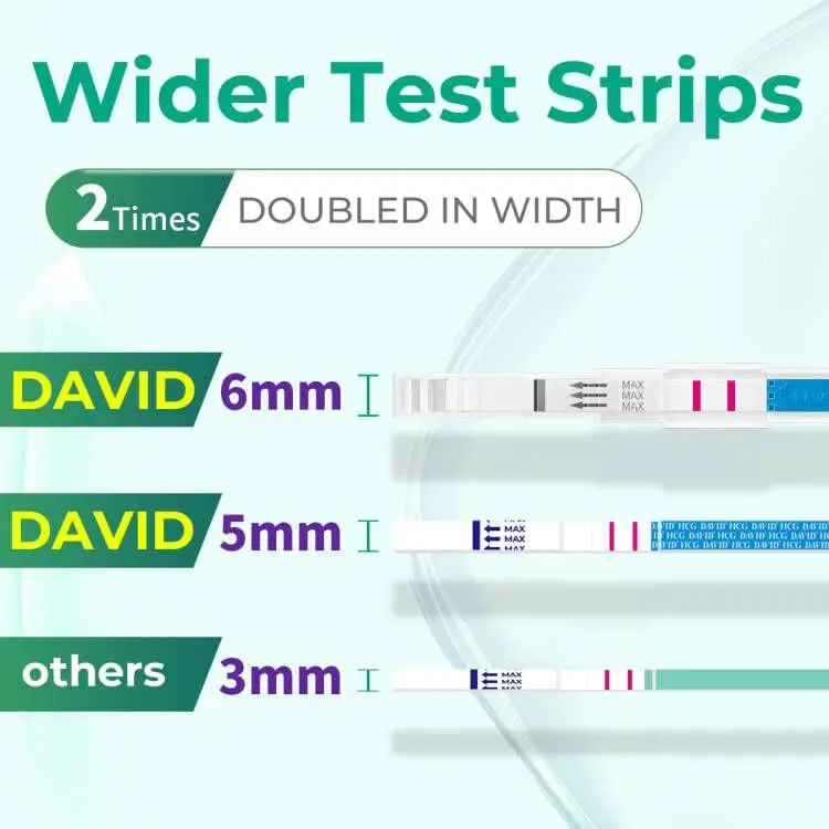 DAVID early detection pregnancy test kit with 6 midstream tests and 10 test strips, providing accurate results up to 6 days before a missed period.