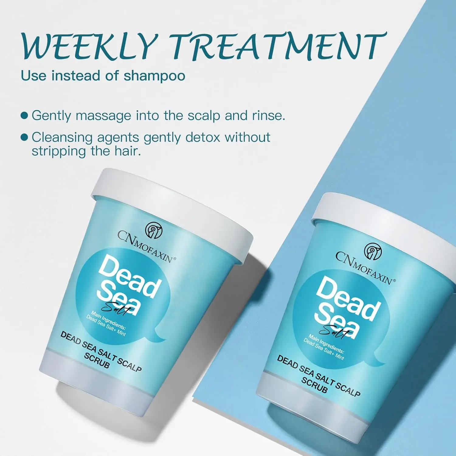 This Dead Sea Salt Scalp Scrub exfoliates and clarifies, providing relief from oily and itchy scalp, dandruff, and build-up, promoting healthier hair.