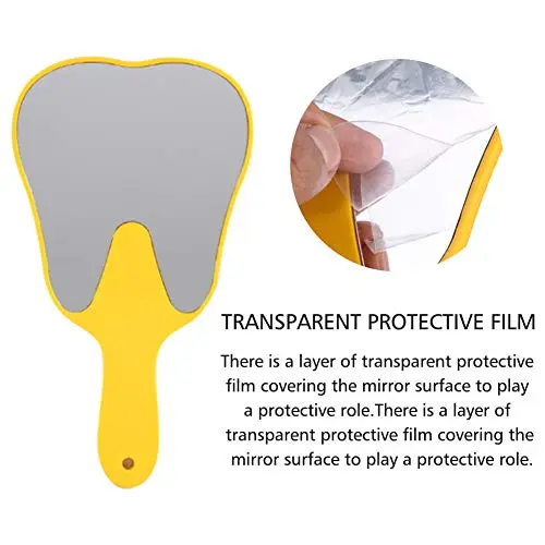 Yellow handled dental mouth mirror for inspecting teeth at home or in a clinic.