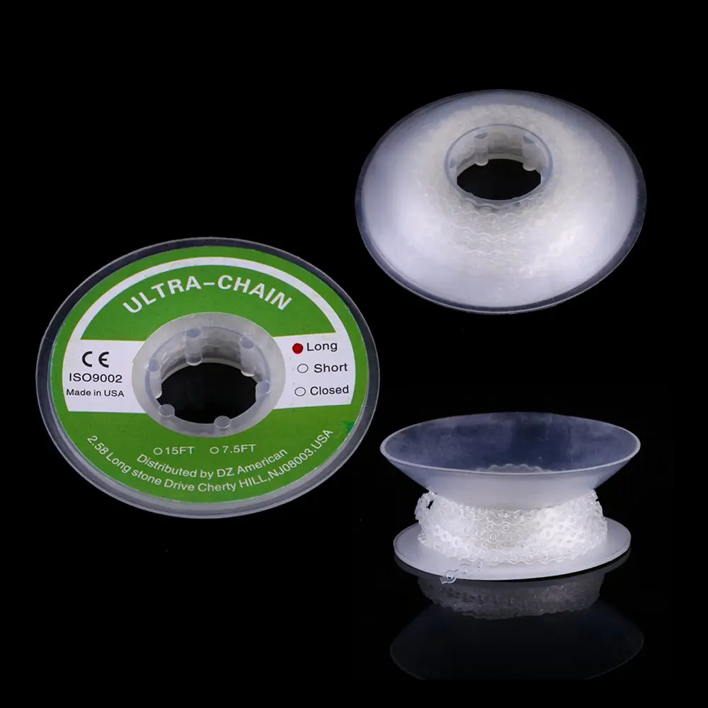 A colorful assortment of Angzhili orthodontic elastic power chains, designed for braces, providing excellent stretch and rebound, latex-free and hypo-allergenic.