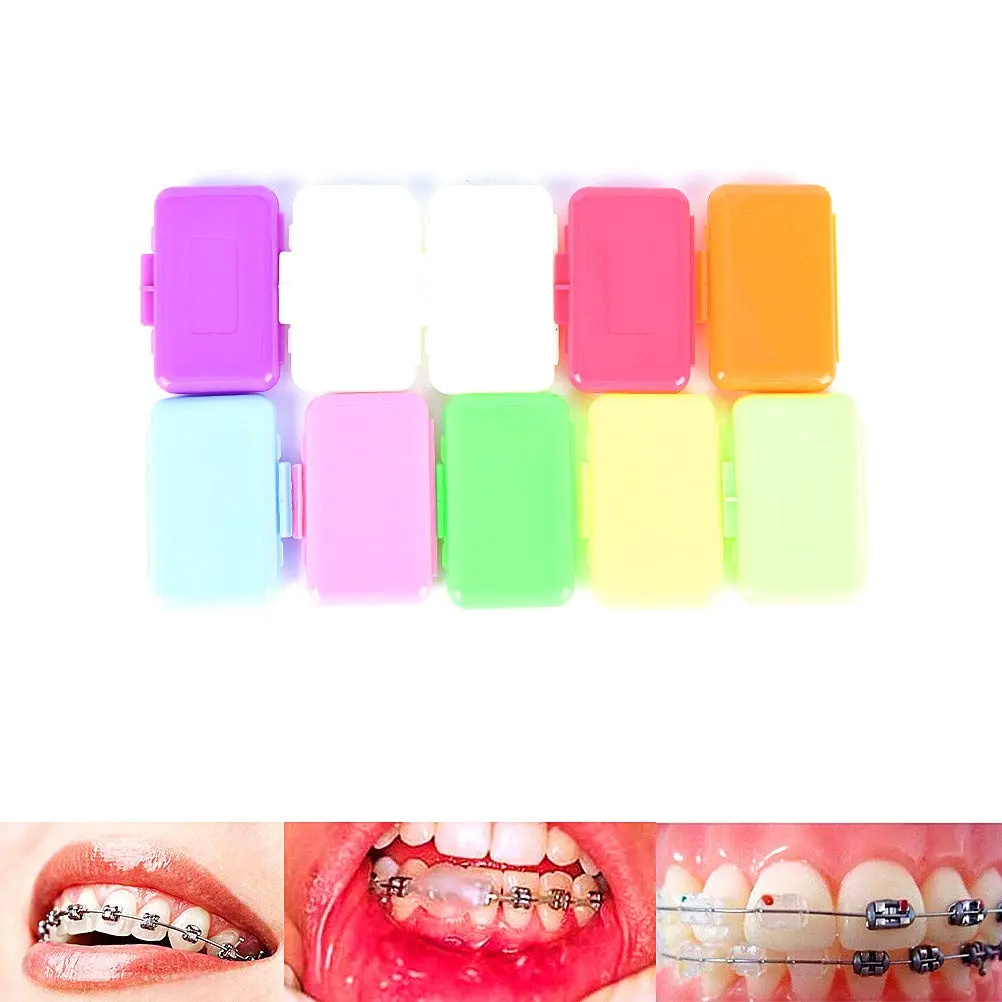 Ten boxes of Angzhili orthodontic wax for braces wearers provide relief from irritation caused by brackets and wires, ensuring perfect oral care and fresh breath with multiple scents.