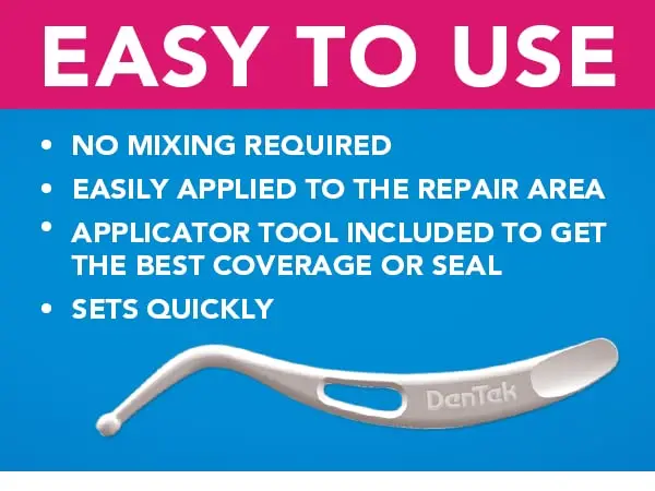 DenTek Temparin Max dental repair kit for repairing lost fillings, loose caps, crowns, and inlays with enough material for 24+ repairs.