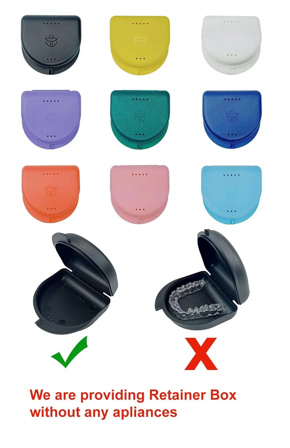 Black Dentosmile retainer case for orthodontic retainers, aligners, mouth guards, and dentures with air holes for ventilation.