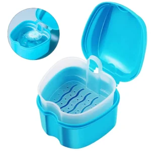This denture box case features a detachable design and strainer for keeping dentures clean and is made of durable, medical-grade PP plastic making it perfect for travel and daily use.