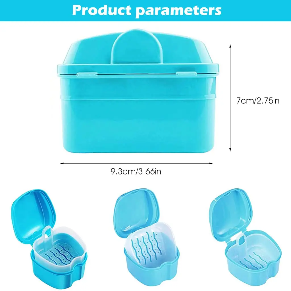 This denture box case features a detachable design and strainer for keeping dentures clean and is made of durable, medical-grade PP plastic making it perfect for travel and daily use.
