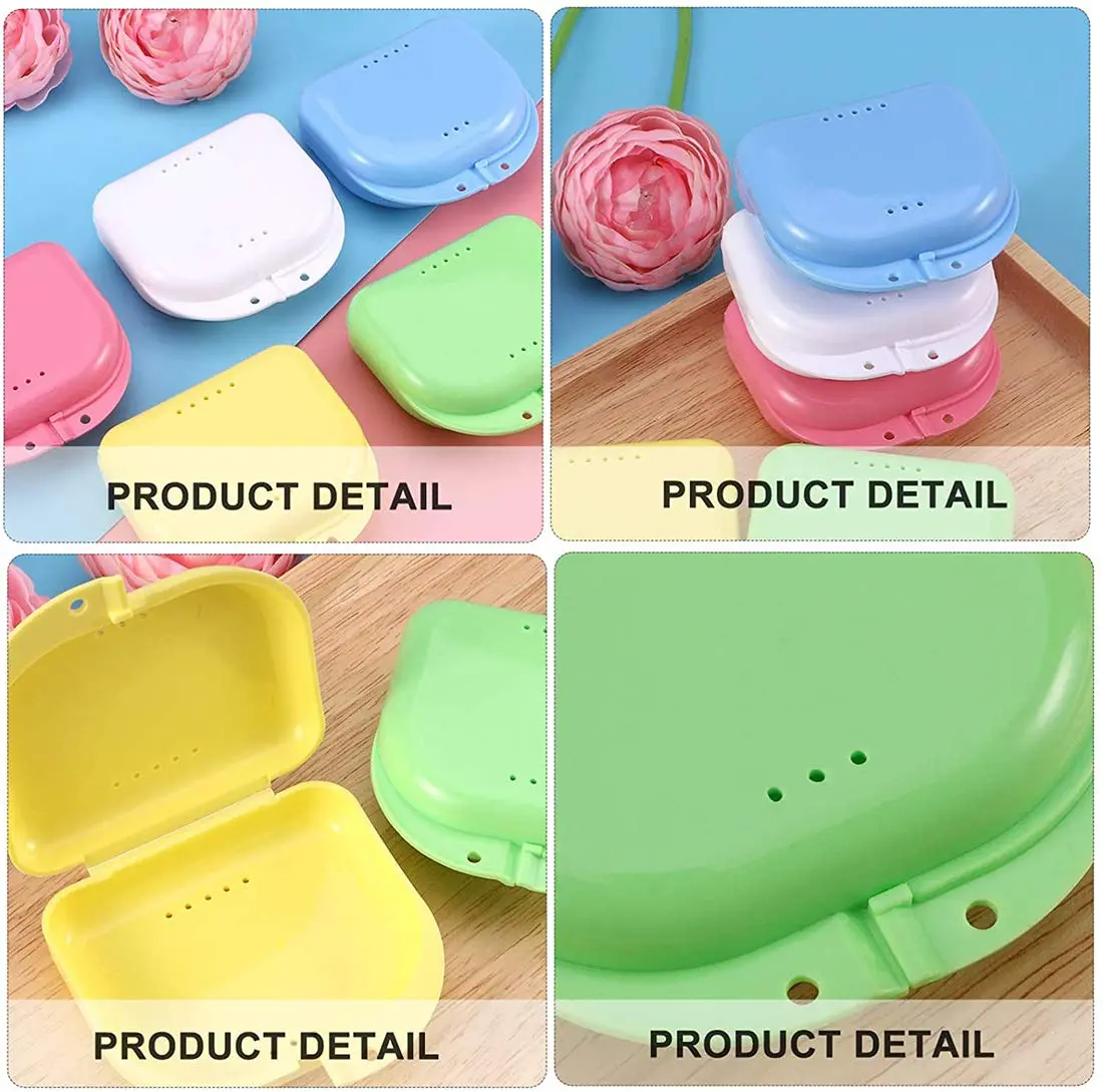 This 5-pack of colorful denture cases with keychains provides convenient and odor-proof storage for dentures, retainers, mouth guards, and other dental appliances.