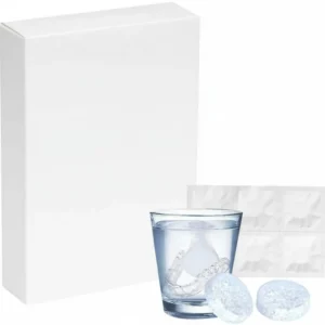 Close-up of denture cleaning tablets dissolving in water, effectively cleaning dentures and other dental appliances, leaving them fresh and stain-free.