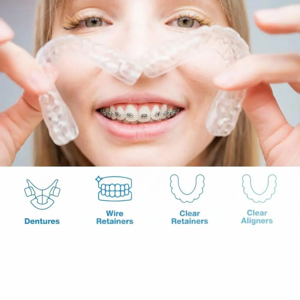 Close-up of denture cleaning tablets dissolving in water, effectively cleaning dentures and other dental appliances, leaving them fresh and stain-free.