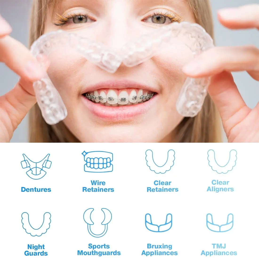 Close-up of denture cleaning tablets dissolving in water, effectively cleaning dentures and other dental appliances, leaving them fresh and stain-free.