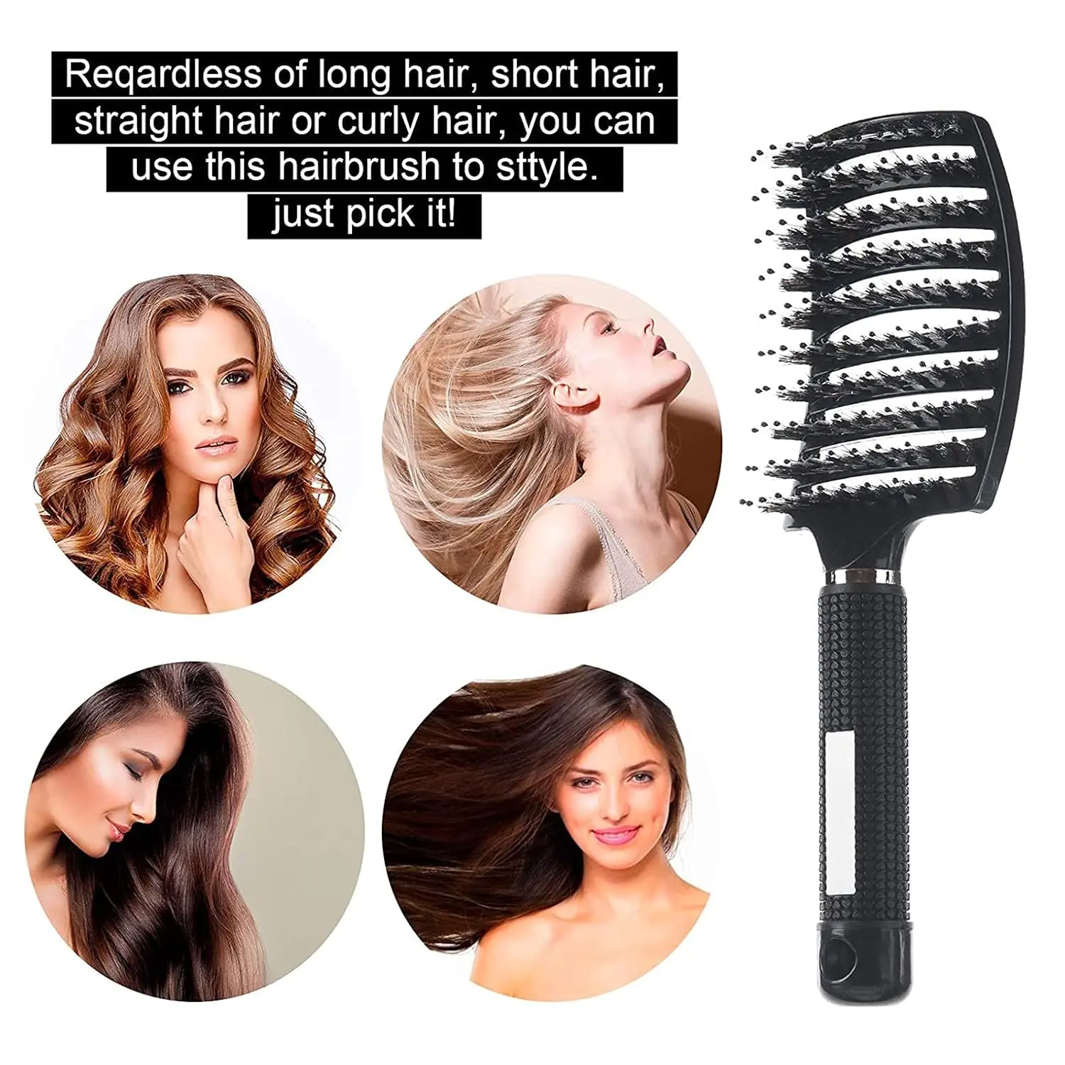 This 2-pack of ELECDON detangling hair brushes, in black and red, features a curved, vented design to gently massage the scalp and distribute oils while styling and detangling wet or dry hair.