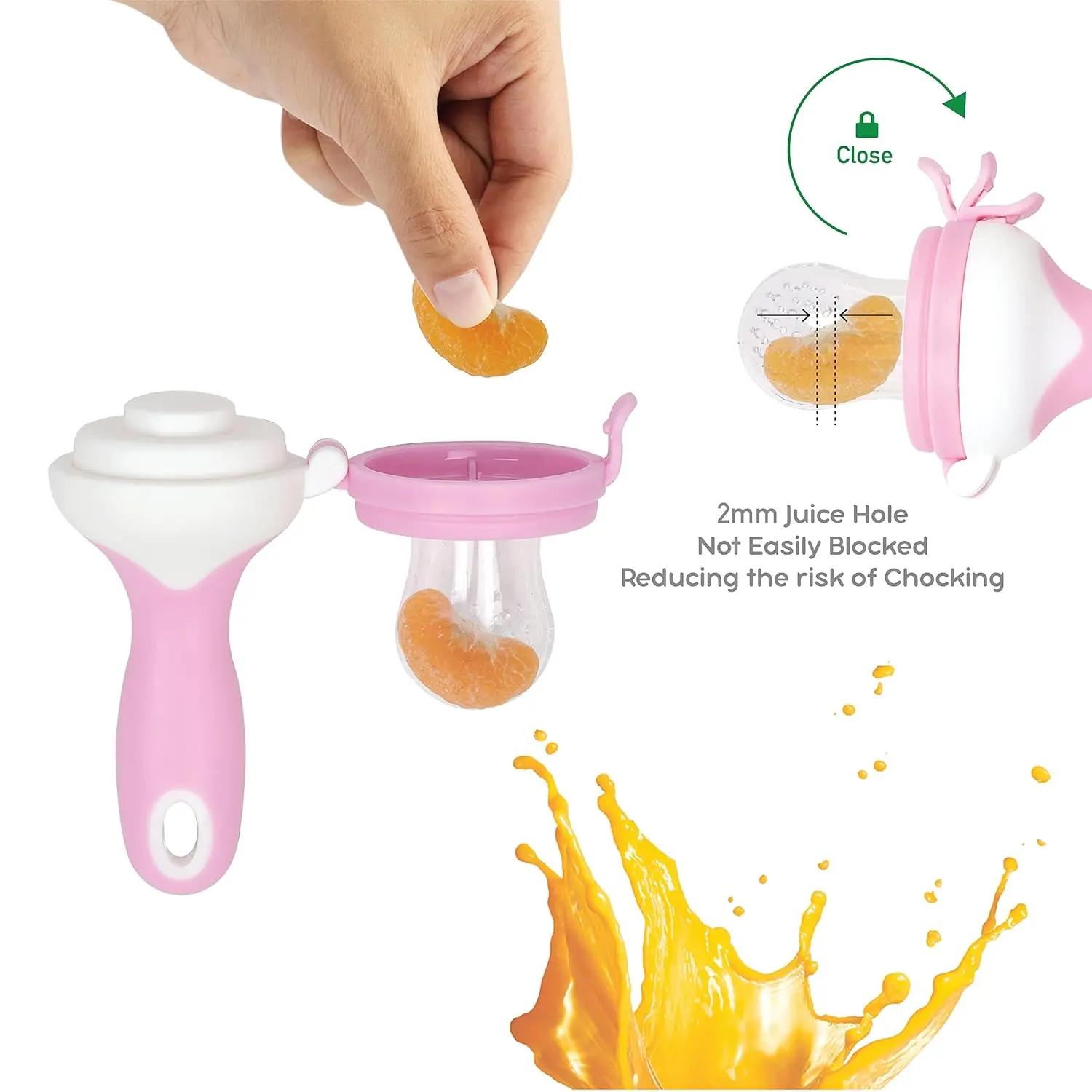 This Disney baby fruit pacifier teether allows infants to safely explore new foods while providing relief for sore gums during teething.