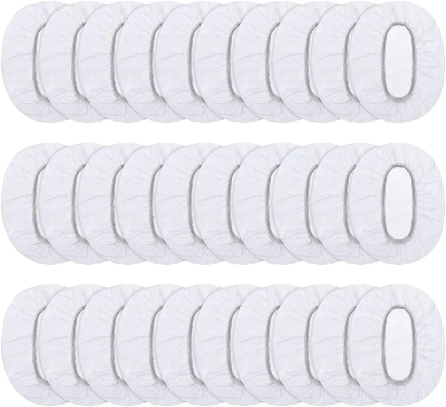 Two hundred clear disposable ear covers made of waterproof PE material, ideal for protecting ears during showers, hair dyeing, and salon treatments.