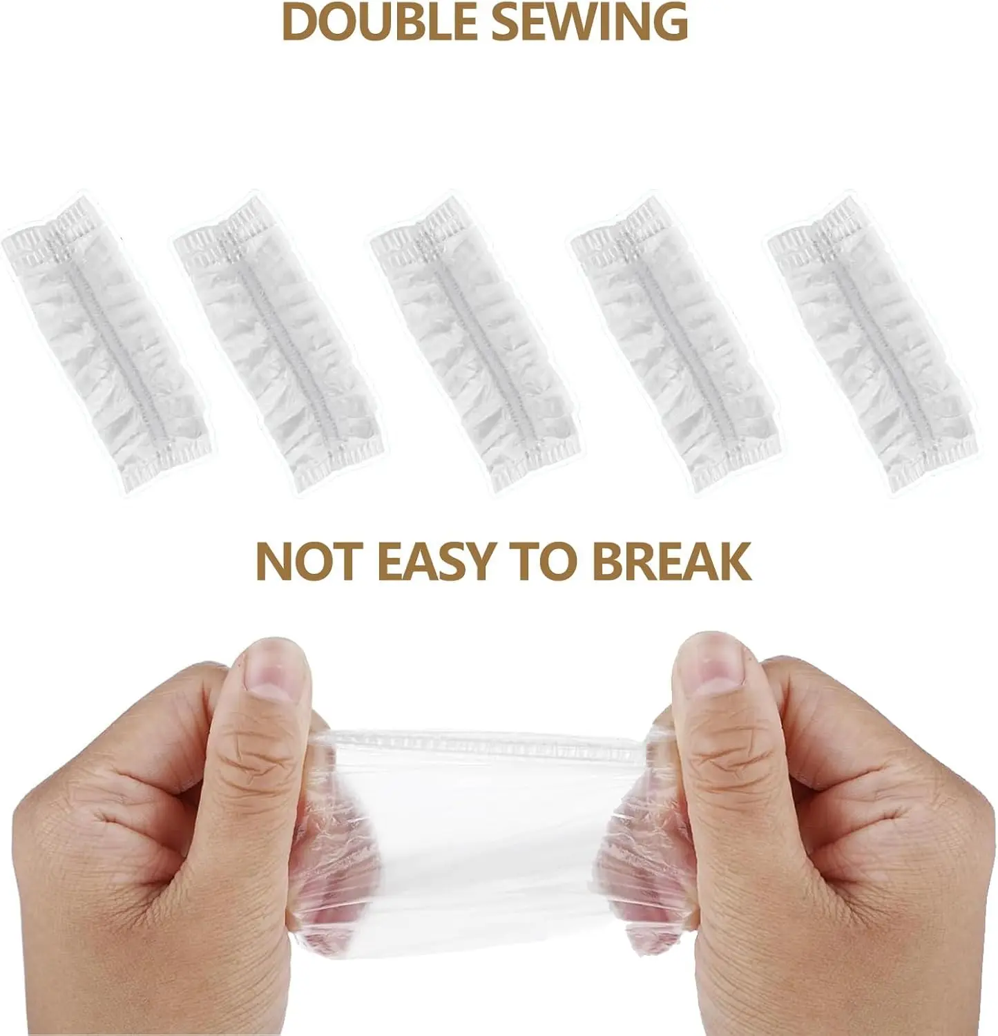 Two hundred clear disposable ear covers made of waterproof PE material, ideal for protecting ears during showers, hair dyeing, and salon treatments.