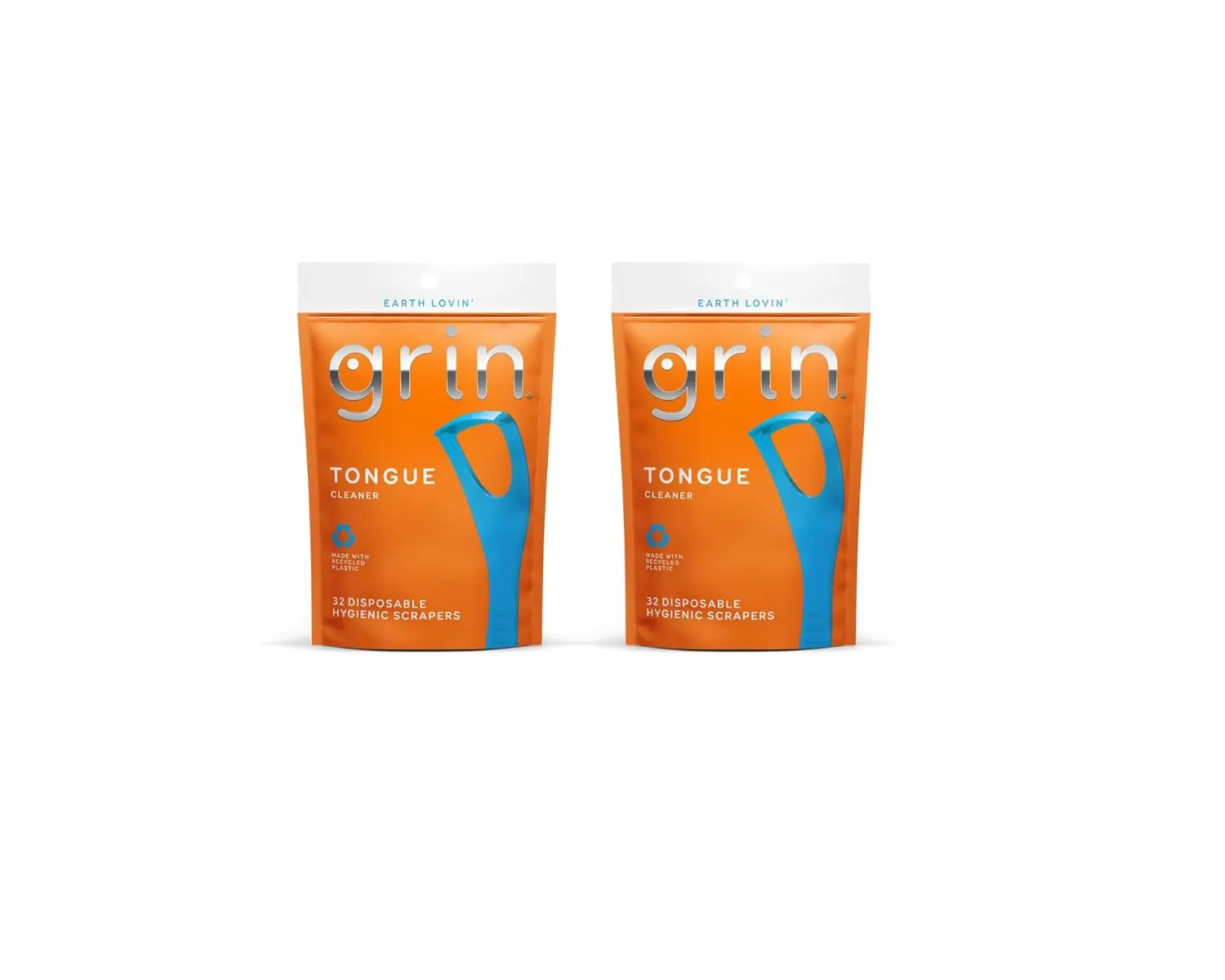 Two-pack of disposable tongue scrapers with fold-back dental picks for deep teeth cleaning and fresh breath.