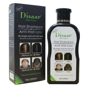 Dissar men's 200ml hair loss shampoo formulated with care and featuring growth serum in hygienic packing.