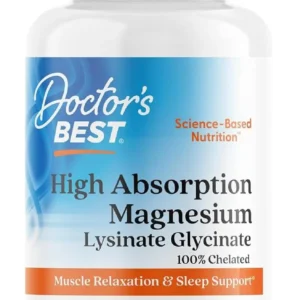A bottle of Doctor's Best High Absorption Magnesium 100mg tablets, a unisex food supplement with 120 servings, 240 tablets in total.