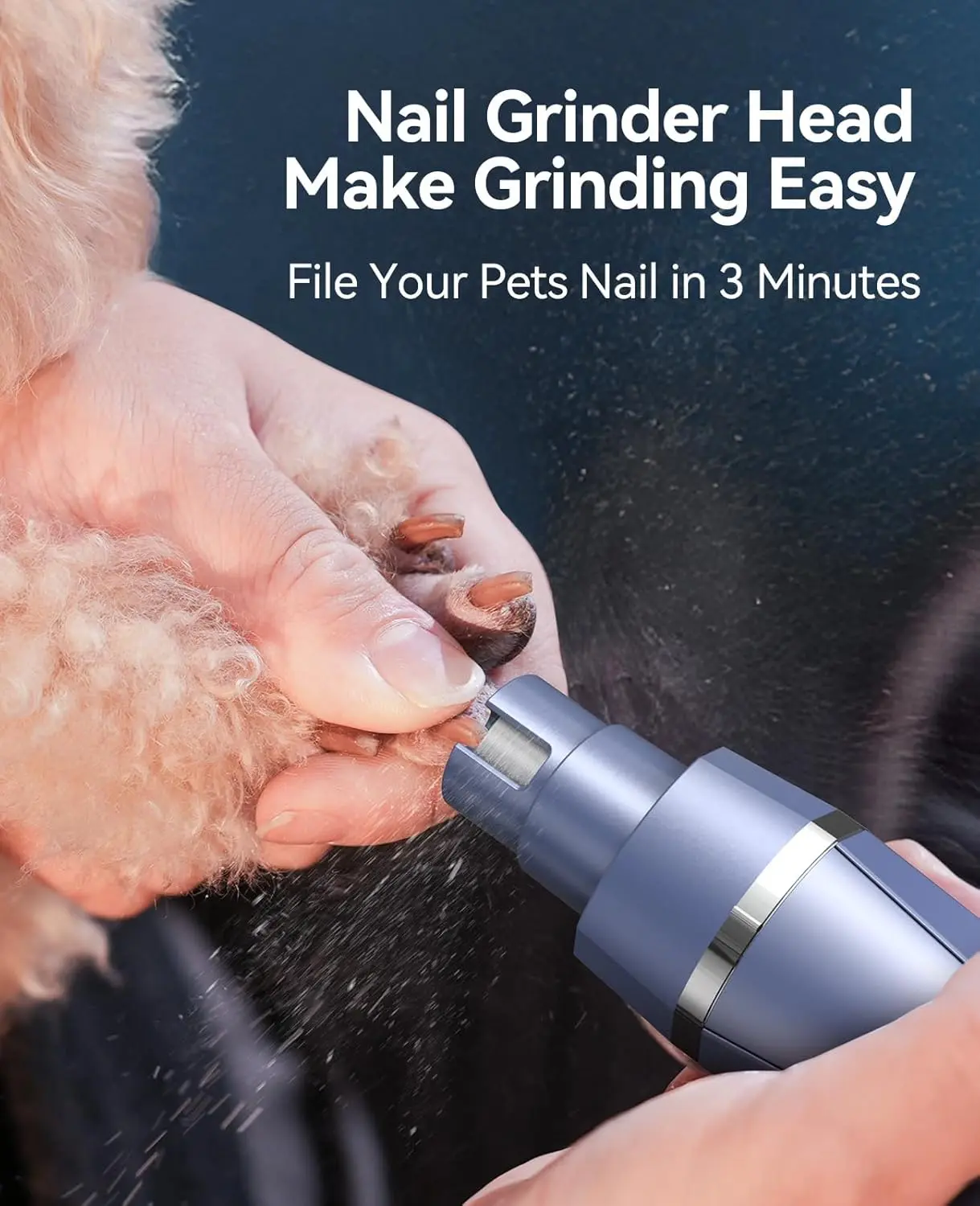 This 4 in 1 dog grooming kit includes clippers, a paw trimmer, and a nail grinder for easily grooming small dogs and cats at home.