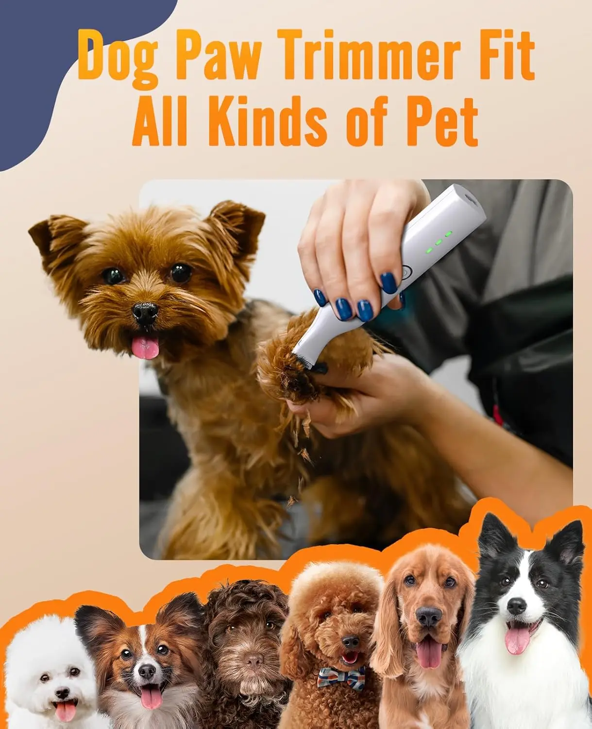 The oneisall cordless dog paw trimmer provides quiet and safe grooming for small areas like paws, ears, and eyes.