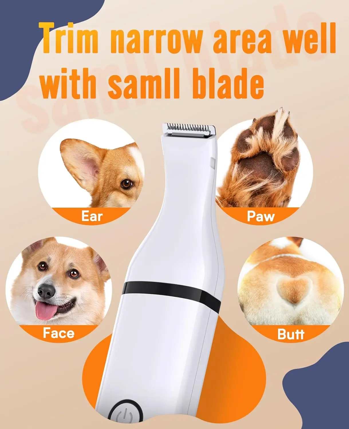The oneisall cordless dog paw trimmer provides quiet and safe grooming for small areas like paws, ears, and eyes.