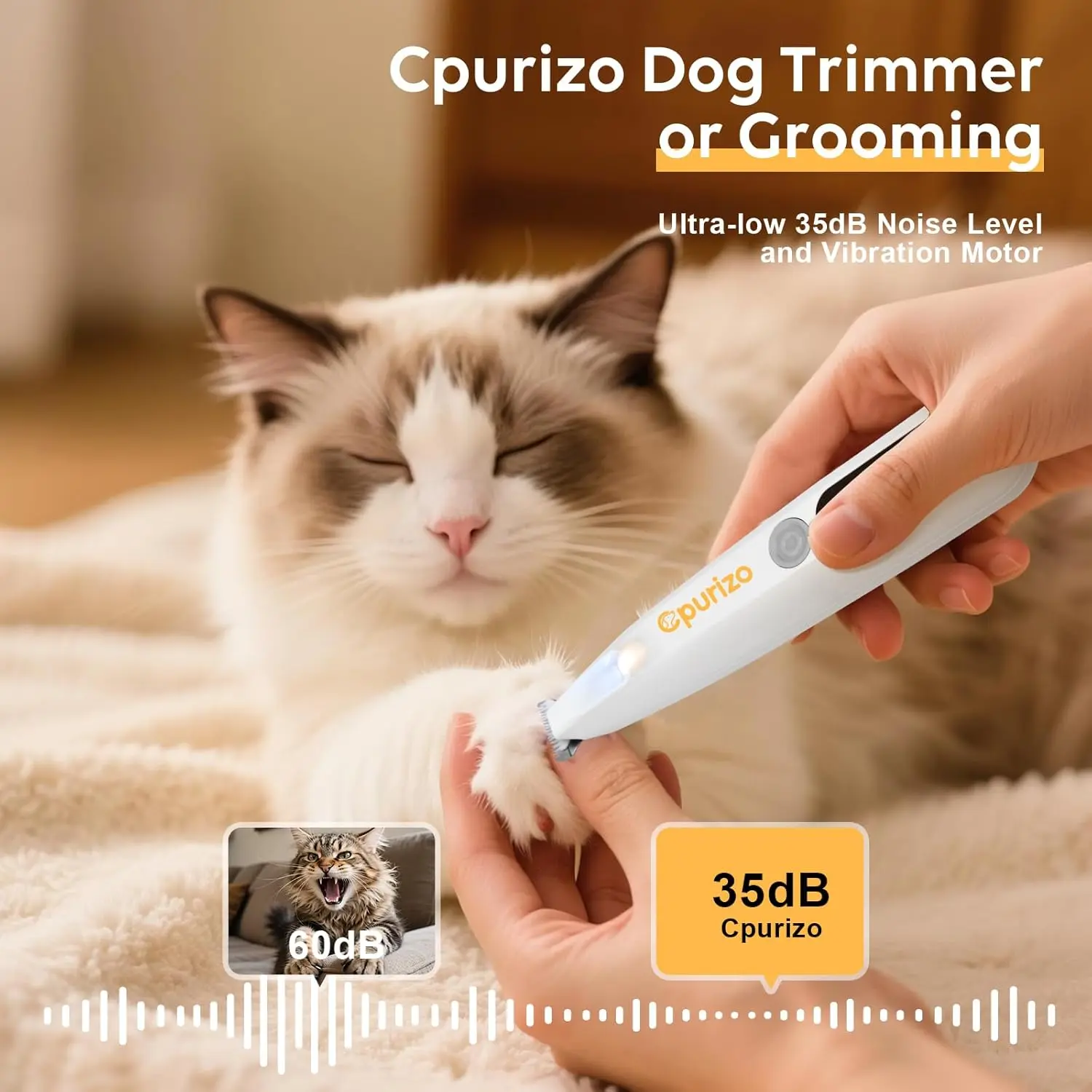 The Cpurizo dog paw trimmer features an LED light for safe grooming and is rechargeable for cordless use.
