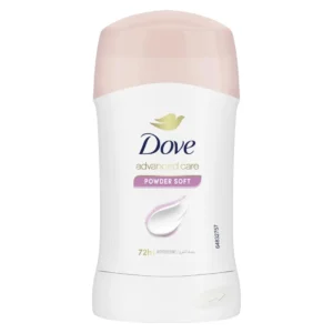 Dove Powder Soft antiperspirant deodorant stick provides 48-hour protection against odor and wetness, while the alcohol-free formula with moisturizing cream keeps underarms soft and smooth.