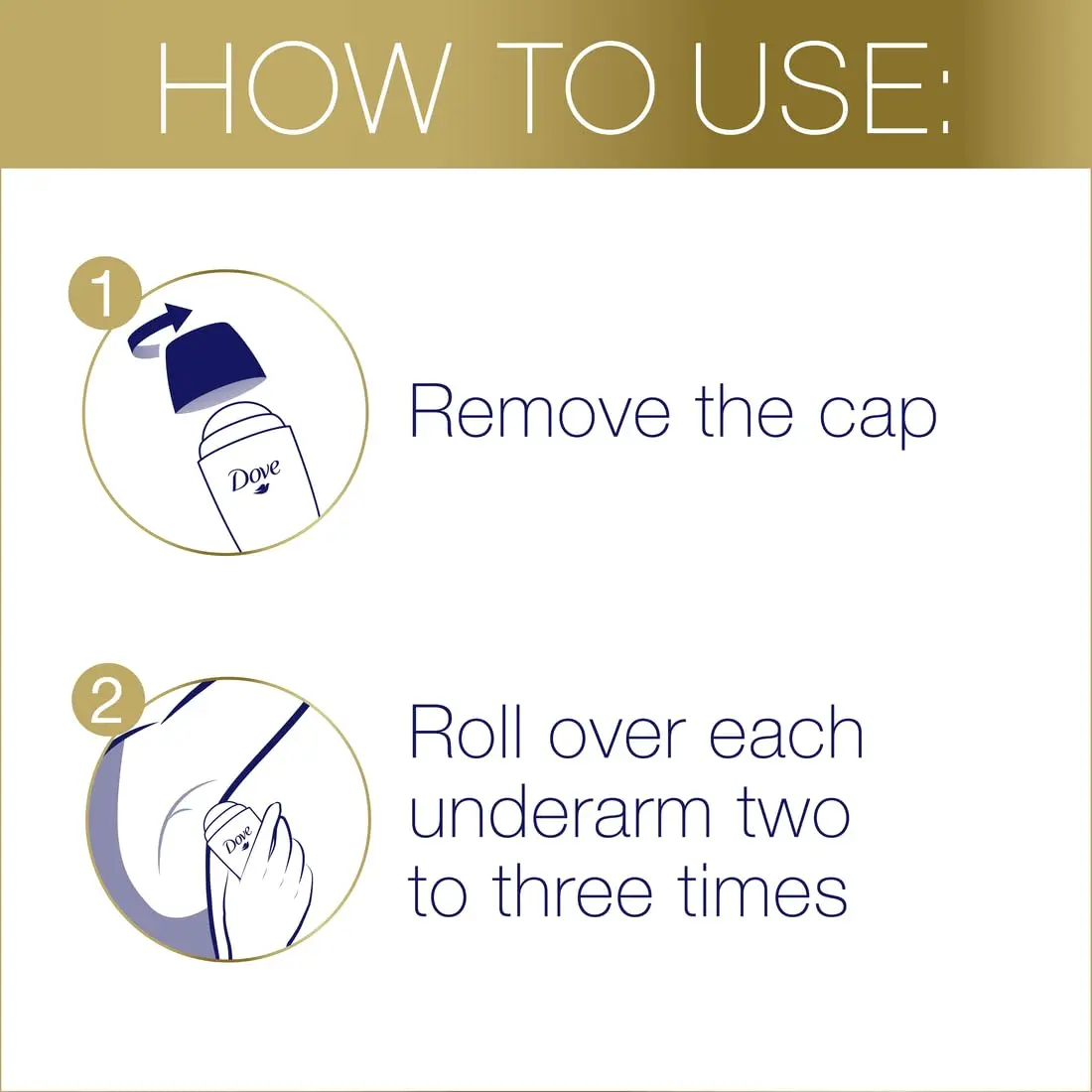 This image shows a pack of two Dove Antiperspirant Deodorant Roll-Ons, offering 48-hour protection against odor and wetness with a caring, alcohol-free formula for soft, smooth underarms.