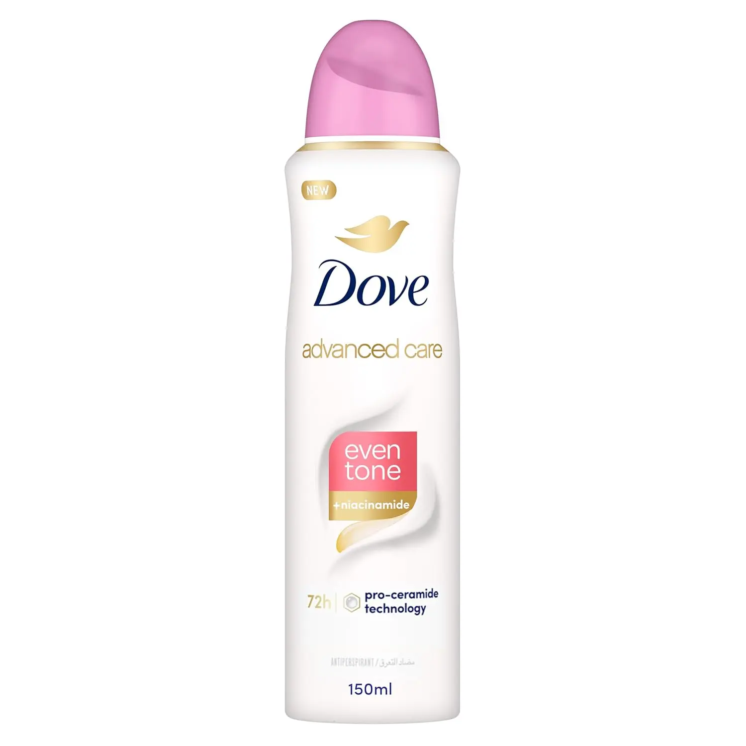 Dove Advanced Care Even Tone antiperspirant deodorant spray for women, providing 72-hour sweat and odor protection with a peach blossom and rice milk scent.