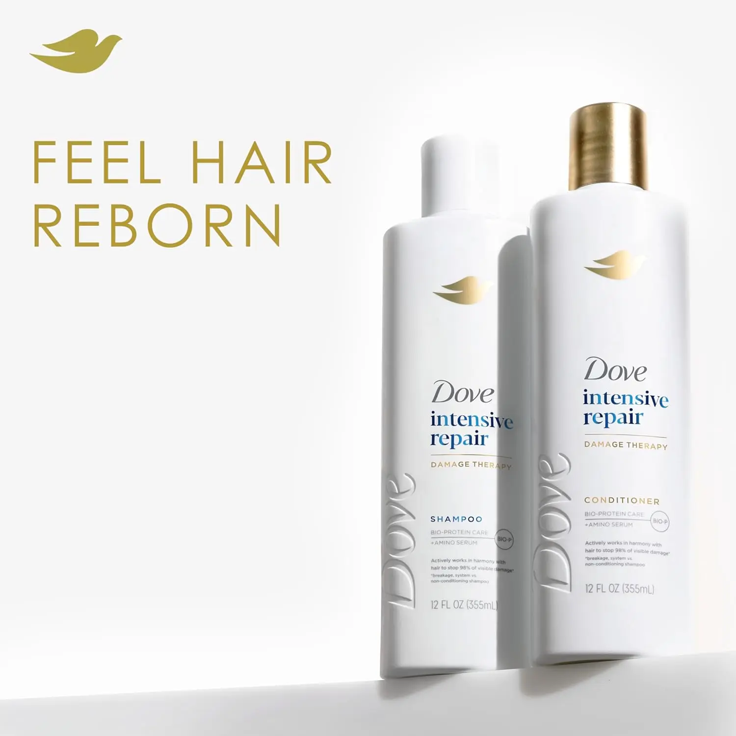 Dove Intensive Repair shampoo and conditioner set visibly repairs damaged, dry hair with keratin actives, leaving it strong, smooth, and manageable while reducing breakage.